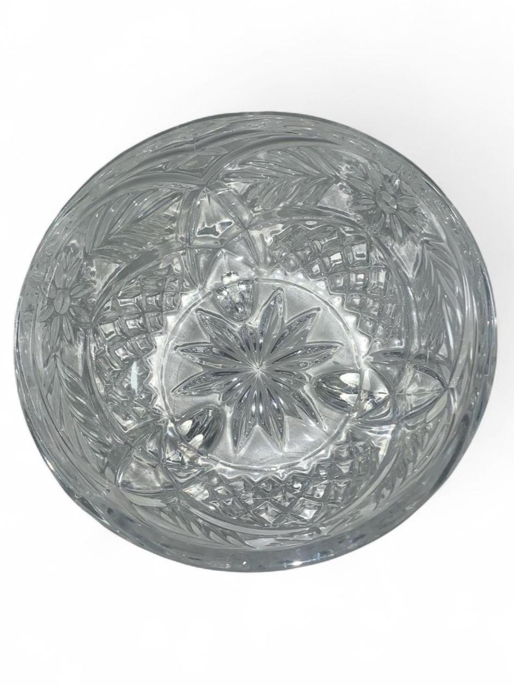 Vintage Clear Pressed Glass Serving Bowl - Elegant Floral Pattern